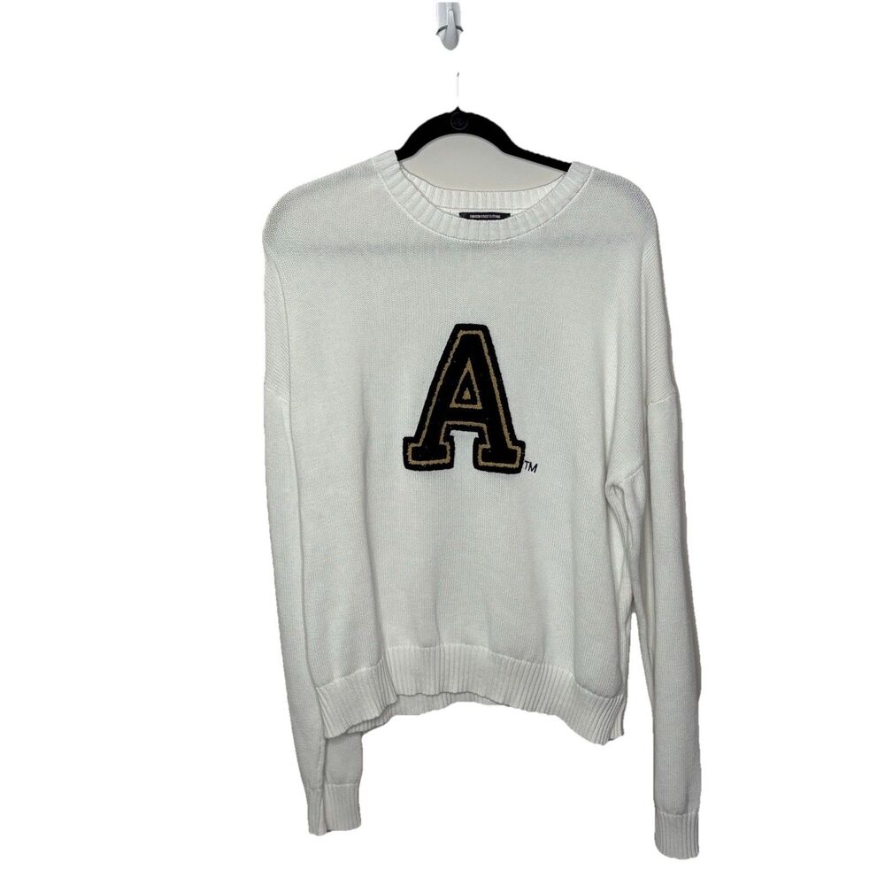 Emerson Street Clothing Co. Gold Black A Varsity Letter White Sweater Size Large
